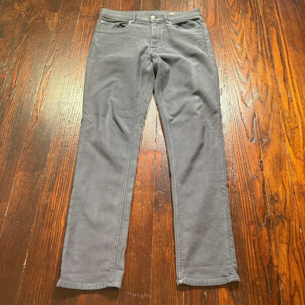 Faherty Jeans Mens 30x31 Gray Stretch Slim Straight Leg 5 Pocket Terry‎
